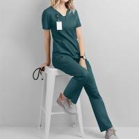 ราคา n57h Womens Medical Uniform Scrubs Set 5 Pockets Medical Scrubs Top Pants V Neck Top Drawstring Pants Doctor Nursing Suits Work Cloth Breathable Stretch Comfortable New (9733742612)