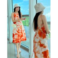 ราคา เดรสสายเดี่ยวมัดย้อม ทรงยาวโชว์หลัง สายผูกได้ 2 แบบ (20093854897)
