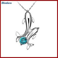 ราคา Bluelans สร้อยคอห่วงสร้อยจี้ปลาโลมาชุบเงินสองครั้งน่ารักเครื่องประดับผู้หญิง (19325027463)