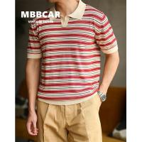 ราคา MBBCAR เสื้อถักแขนสั้นผู้ชายเสื้อถักเสื้อโปโลลายสีขาวสีเบจแดงเข้ม2023ฤดูร้อนใหม่เสื้อยืดแขนสั้นสำหรับเด็กผู้ชายระบายอากาศสำหรับฤดูร้อนอเมริกาแบบย้อนยุค (18986653509)