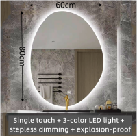 ราคา Bathroom touch LED mirror Irregular bedroom mirror Explosion proof 3 color intelligent mirror Wall mounted bathroom makeup mirror with light Wall mounted mirror (15736568857)
