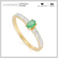 ราคา Gemondo แหวนทองคำ 9K ประดับมรกต Emerald ทรงรี บ่าข้างเพชร ดีไซน์คลาสสิก แหวนทองแท้ แหวนพลอย พลอยเขียว แหวนมรกต (18972918535)