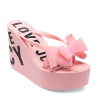 ราคา รองเท้าแตะแฟชั่น 32 43 ติดโบว์ แตะหูหนีบส้นเตารีด KR0601BW (15257867848)