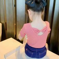 ราคา ZANRA เสื้อเด็กหญิง6 7 เสื้อยืดเด็กหญิงเปิดหลังผูกโบว์ฤดูร้อน เสื้อยืดแฟชั่นสาวไขว้หลังสีลูกกวาดสวย ๆ เสื้อครอปผ้ายืดทรงสลิมสไตล์สาวเกาหลี (18804616966)