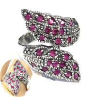 ราคา แหวนทับทิม ใบมะกอก แหวนเงินแท้ รมดำ พลอยทับทิมชาตั้ม YTG 4511 (17405315837)