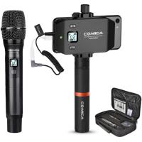 ราคา Wireless Smartphone Microphone System Comica CVM WS50 H 6 Channels Professional Handheld Microphone for iPhone Samsung Galaxy Note BLU Moto LG Google Android Phones Perfect for Interview Recording VF 