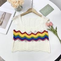 ราคา Zero shop พร้อมส่ง Zero C632 เสื้อกล้าม ถักไหมพรม ลายทางสีรุ้งผ้านิ่ม C (19109223006)