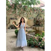 ราคา พร้อมส่ง S XL dress เดรส เดรสยาว เดรสสีฟ้า เดรสใส่วันแม่ ชุดสีฟ้า เดรสพริ้วๆ ใส่ไปทะเล ใส่ไปงานแต่ง ใส่ไปเที่ยว เดรสลายตารางริ้วขาวฟ้า เดรสแขนกุด คอผูกโบว์ ซับในทั้งตัว (19411524844)