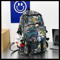 ราคา Camouflage เป้สะพายหลังการ์ตูนสำหรับผู้ชายผู้หญิงเด็ก Graffiti ขนาดใหญ่ความจุนักเรียนม ปลายกระเป๋านักเรียนแฟชั่นนักเรียนกระเป๋าสะพายไหล่พร้อมพวงกุญแจ0000 (17537197269)