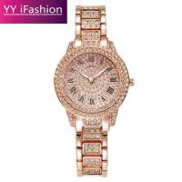 ราคา YY iFashion ﺴ 2023 Luxury Brand Diamond Watch Set for Women Ladies Gold Watch Stainless Steel Strap Quartz Female Watch Women Gift Clock (15075003318)