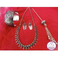 ราคา ชุดเครื่องประดับ งานอินเดีย สร้อย กำไล ปิ่น ต่างหู เงินอินเดียแท้ (9552926849)