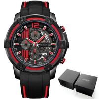 ราคา Megir Mens Sports Quartz Watches Army Military Chronograph Wristwatch for Man Luminous Relogios Masculino Clock 2097 Black Red (14132172843)
