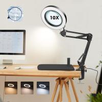 ราคา โคมไฟโต๊ะเขียนหนังสือ LED ขยายพร้อมฐานและที่หนีบแว่นขยาย5X3โหมดสีปรับความสว่างได้10แบบ2 In 1แว่นขยายพร้อมไฟและขาตั้งไฟตั้งโต๊ะโคมไฟแขนหมุนแบบปรับได้ (19526320198)