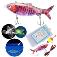 ราคา Robotic Fishing Lure Electric Wobbler For Pike Electronic Multi Jointed Bait 4 Segments Auto Swimming Swimbait USB LED Light 40g (11347201382)