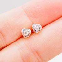 ราคา พร้อมส่ง ต่างหูหัวใจเพชรแท้ ทองคำแท้9K ทอง37 5 เพชรแท้น้ำ100 เบลเยี่ยมคัต 9KPE988 (16150306410)