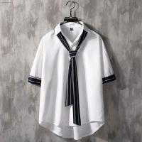 ราคา เสื้อเชิ้ตผู้ชาย xl xxl เสื้อแขนยาว เน็คไทเสื้อเชิ้ตสีขาวชายนักเรียนชายเกาหลีหลวมชายไม่เหล็ก INS สไตล์ห้าจุดแขนเสื้อค (16291897960)