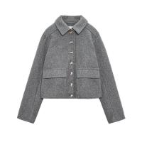 ราคา ZARAˉ Spring New Lapel Large Pocket Casual Straight Golden Breasted Button Soft Jacket 3046034 (20698702081)