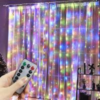 ราคา พวงดอกไม้ม่าน LED 3M 6ม พวงไฟนางฟ้าพร้อมรีโมทพวงมาลัยปีใหม่ของตกแต่งงานแต่งงานปาร์ตี้ตกแต่งคริสต์มาส (21170170621)