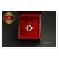 ราคา ใหม่ แหวนชุบทอง 24K 99 9 ลายดอกไม้ประดับพลอยสีแดง ล้อมด้วยเพชร CZ น้ำหนัก 2 สลึง เคลือบแก้ว (481858309)