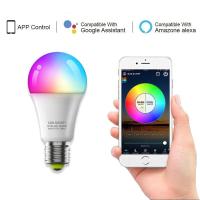 ราคา หลอดไฟ LED อัจฉริยะหลอดไฟ9W เปลี่ยนสีแสง Wifi E27 RGB หลอดไฟควบคุมเสียงทำงานร่วมกับหรี่แสงได้รองรับ Alexa Tuya Smart Life (8784492567)