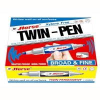 ราคา ปากกาเคมี 2 หัว ตราม้า ยกโหล12 ด้าม สีดำ (13345178489)