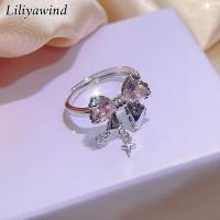 ราคา LILIYAWIND แหวนเพทายที่เป็นประกายสำหรับผู้หญิงสร้อยคอจี้รูปดาวทองแดงคริสตัลสีชมพู (20706306730)