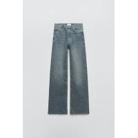 ราคา Zaraเลื้อยใหม่จูบผู้หญิงสวมใส่เอวสูงโชว์กางเกงยีนส์ขาบานหลวมบางทรงกระบอกตรง6045223 427 (17679568610)