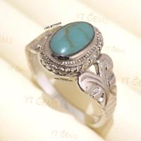 ราคา แหวนเทอร์ควอยส์ แหวนเงินแท้ ชุบทองคำขาว เทอร์ควอยส์แท้ YTG 11658 (15102385172)