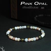 ราคา กำไลหิน พิงค์โอปอล Pink Opal หินแท้100 ขนาด 4mm ทรงลูกบาศก์ เจียรเหลี่ยม สร้อยข้อมือหิน หินนำโชค หินมงคล หินเสริมดวง (17409919992)