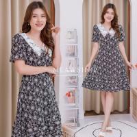 ราคา เดรสสั้น งานปัก ผ้าลูกไม้ฉลุ M 2XL ชุดออกงาน ชุดไปงาน ชุดทำบุญ ชุดไปวัด มินิเดรส งานป้าย D N Y (16665056619)