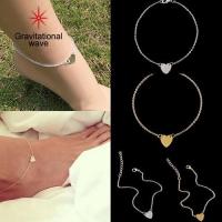 ราคา สร้อยข้อมือแฟชั่นสำหรับผู้หญิงกำไลข้อเท้าโซ่รัดข้อเท้ารูปหัวใจสุดแรงโน้มถ่วงเครื่องประดับเท้ารองเท้าแตะสำหรับเดินชายหาด (10125870887)