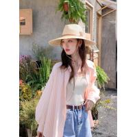 ราคา พร้อมส่งในไทย SD2929 เกาหลีสไตล์วินเทจเก๋ๆผู้หญิง เสื้อเชิ้ตลำลองสีเขียวตัดขาวใส่คลุมกันแดดสวยๆ แขนยาวลายทาง Cotton ฟรีไซส์ (19937748078)