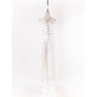 ราคา DRESS FRIENDS ชุดเซ็ท เสื้อแขนกุดกระดุมหน้าเว้าเอว กางเกงขายาวตะขอซิปหน้า มีรอยเปื้อนจางๆตรงเอว งานป้ายห้อย Preloved (20691066964)