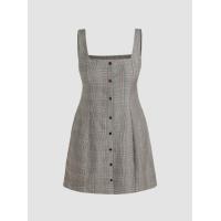 ราคา Cider Houndstooth Square Neck Button Up Mini Dress Curve Plus (20665794862)