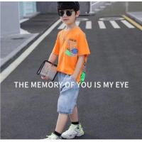 ราคา ชุดเซ็ทเด็กผู้ชาย แฟชั่นเสื้อผ้าเด็กสกรีนลายสุดเท่ ชุดเซ็ท2ชิ้น เสื้อยืด กางเกงยีนส์ขาสั้น เสื้อผ้าเด็ก เสื้อผ้าเด็กโต (17522044230)