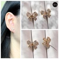 ราคา NEW ต่างหูเพชร CZ ผีเสื้อสีทอง งานเพชร CZ สวยวิ้ง ก้านเงินแท้ (20044413234)