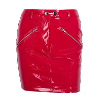 ราคา y High Waist Short Mini Leather Skirt Button Zipper Slim Bodycon A Line Skirts Csual Basic PU Stretch Pencil Nightclub Skirt (13597558632)