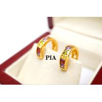 ราคา ต่างหูทองพลอยอเมทรีส เขียวส่องบุษราคัมทับทิม น้ำสวยไฟดี พร้อมใบรับรองสินค้า เคลือบทองคำแท้100 Z (9493730314)