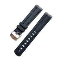 ราคา Rubber watch strap suitable for Omega Seamaster 300 soft silicone watch chain new black and blue 20mm original model (18336345948)