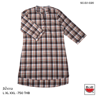 ราคา แตงโม SUIKA เสื้อคอจีนเจาะสาบแขนสามส่วนตัวยาวเจาะกระเป๋าข้าง ลายสก๊อต SC DJ (16435529814)