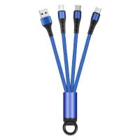 ราคา Gratis ongkir 3 In 1พวงกุญแจสายเครื่องชาร์จ USB แบบพกพาไมโคร USB สายสั้น I type C 8Pin หลายสายชาร์จสำหรับอุปกรณ์ iPhone Android Type C (19993424129)