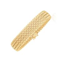 ราคา สร้อยข้อมือทองคำแท้14k ทรงถัก Yellow Gold High Polish Thick Braided Bracelet 14 5mm Pre order ทักแชทก่อนสั่ง (20093053568)