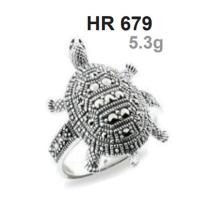 ราคา แหวนรูปเต่า turtle ring เงินแท้ 925 sterling silver ตกแต่งมาร์คาไซ้ท์ marcasite รหัส HR679 (10422708065)