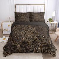 ราคา 3D Duvet Cover Set Bedding Sets Comforter Quilt Cover Bed Linen King Queen Black Gold Lotus Design Printed 220x260 Size (19009461023)