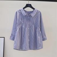 ราคา เสื้อเชิ้ตผู้หญิงลายทางสีฟ้าเสื้อลำลองแขนยาวขนาดใหญ่พิเศษเสื้อเสื้อเกาหลีหลวมแฟชั่นใหม่ (20720529440)