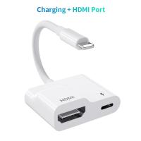 ราคา Lightning to iPhone HDMI Digital AV Adapter for iPhone 14 13 Pad to 1080P TV Card Reader USB Ethernet Support Projector Monitor Adapters (19931814526)