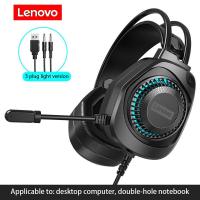 ราคา Original Lenovo Head mounted Earphone Gaming Esports Headphone 3 5mm Headset Noise Reduction Earbuds USB learning earbuds (21020859486)