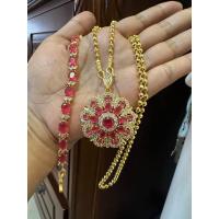 ราคา พร้อมส่ง จี้พลอยทับทิมล้อมเพชร ดูดี พร้อมสร้อยคอยาว 24 นิ้ว ข้อมเพชรพลอยลายดอก น่ารักสุดๆ (20183584789)