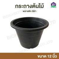 ราคา กระถางต้นไม้พลาสติก กระถางพลาสติก กระถางปลูกต้นไม้ สีดำ กระถางดำ 12 นิ้ว ขายส่ง 5 10 25 ใบ (19965715715)