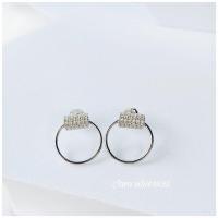 ราคา iam silver925 ต่างหูห่วงปักก้านเงินแท้ ชุบทองคำขาวประดับเพชรCz (17698206741)